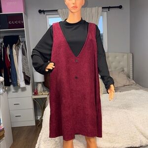 SHEIN Burgundy and Black Long Sleeve Dress